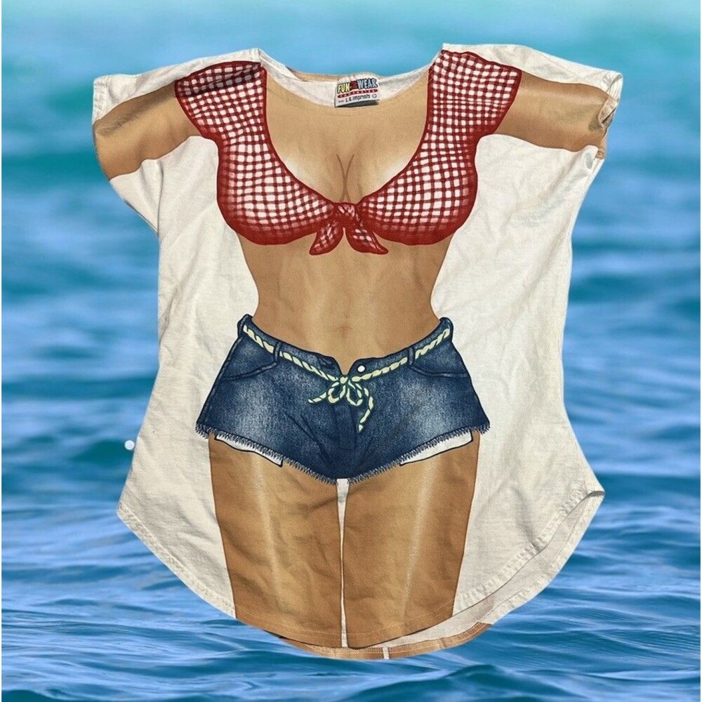 Y2K FUN2WEAR FANTASIES LA Imprints T Shirt Overszied Cover Up Sexy Vintage